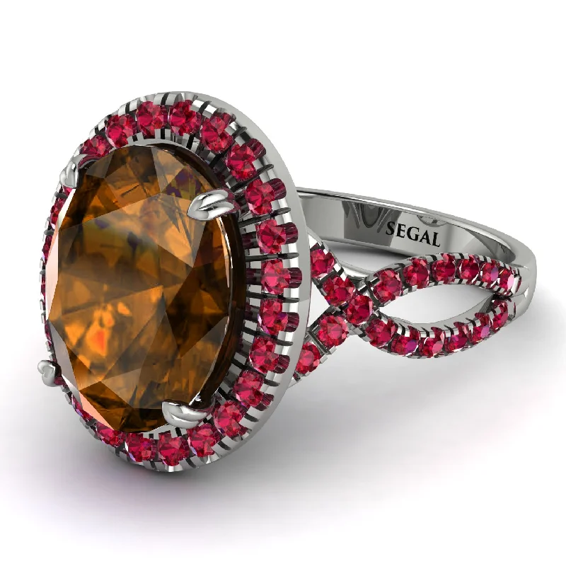 Custom Engagement Ring with Diamonds-Glamorous Oval Brown Diamond Ring - Jordyn No. 1112