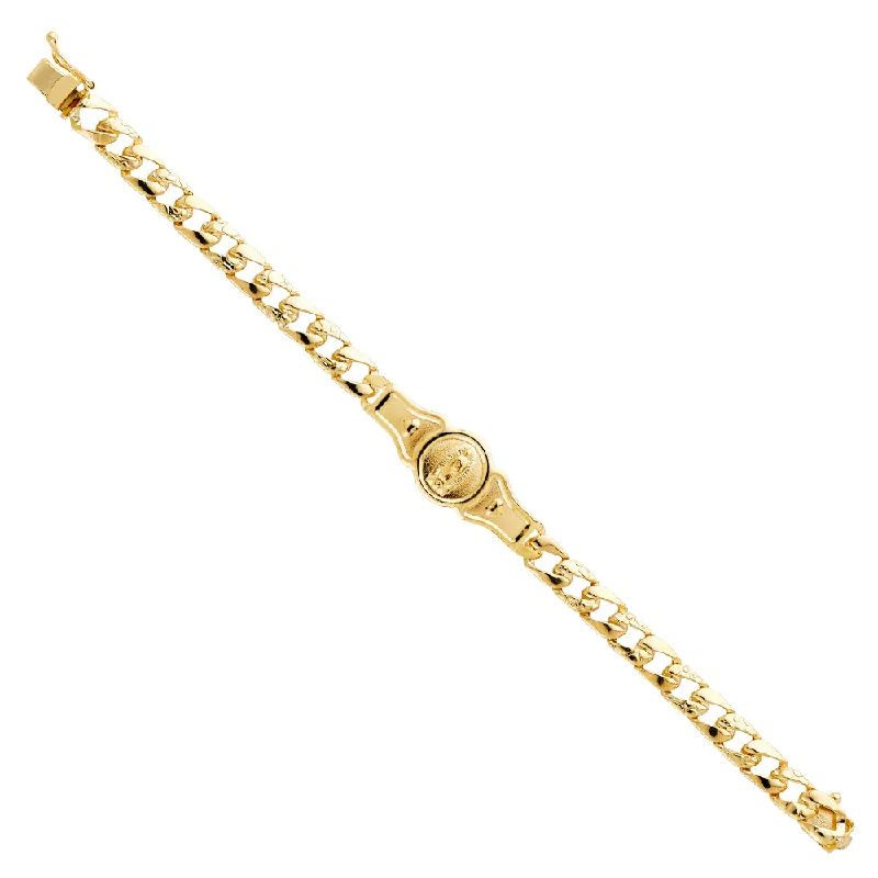 Trendy Bracelet for Young Women-14KY Stamp Nugget Cuban Link Guadalupe ID Bracelet - 6"