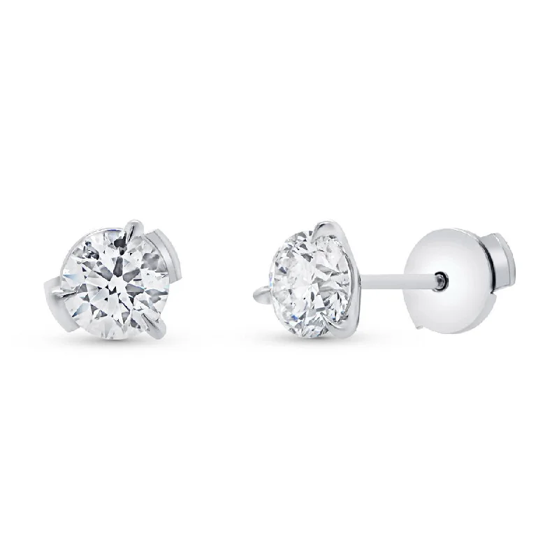 Beaded Earrings for Women-Uneek Signature Collection Solitaire Round Diamond Stud Earrings