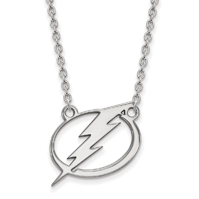 Personalized Birthstone Necklace for Mom-Sterling Silver NHL Tampa Bay Lightning Large Necklace, 18 Inch