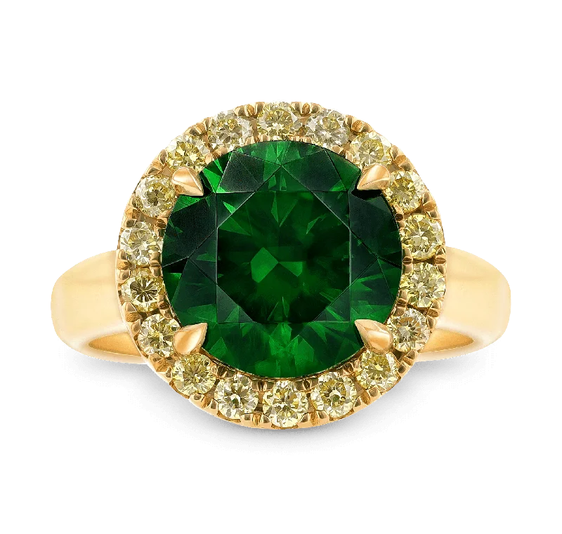 Custom Engagement Ring with Sapphire-Russian Demantoid Garnet Ring, 5.72 carats