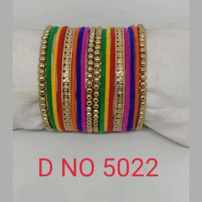 Fashion Bangles with Pearls for Women-Shree Asha Bangles Gold Plated Multi Thread Bangles Set