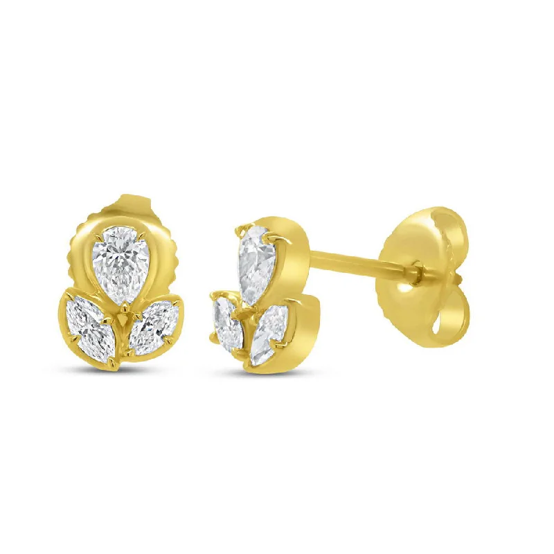 Statement Gold Earrings-Uneek Alexandria Collection Bezel Stud Earrings