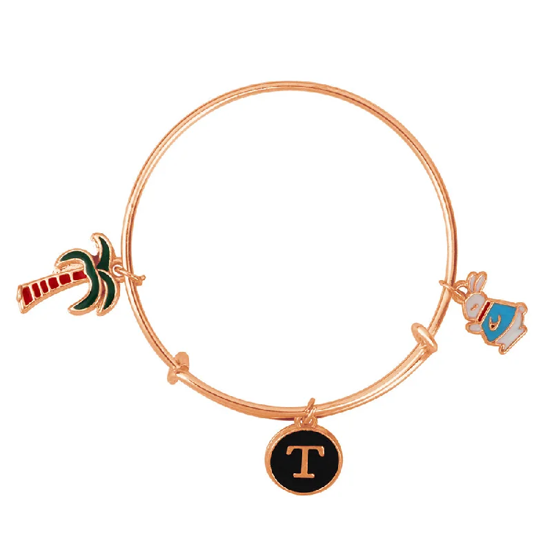 Statement Bangles for Festive Celebrations-Mahi T Letter Rabit & Coconut Shaped Rose Gold Plated Enamel Work Charms Kids Bracelets for Kids (BRK1100977Z)