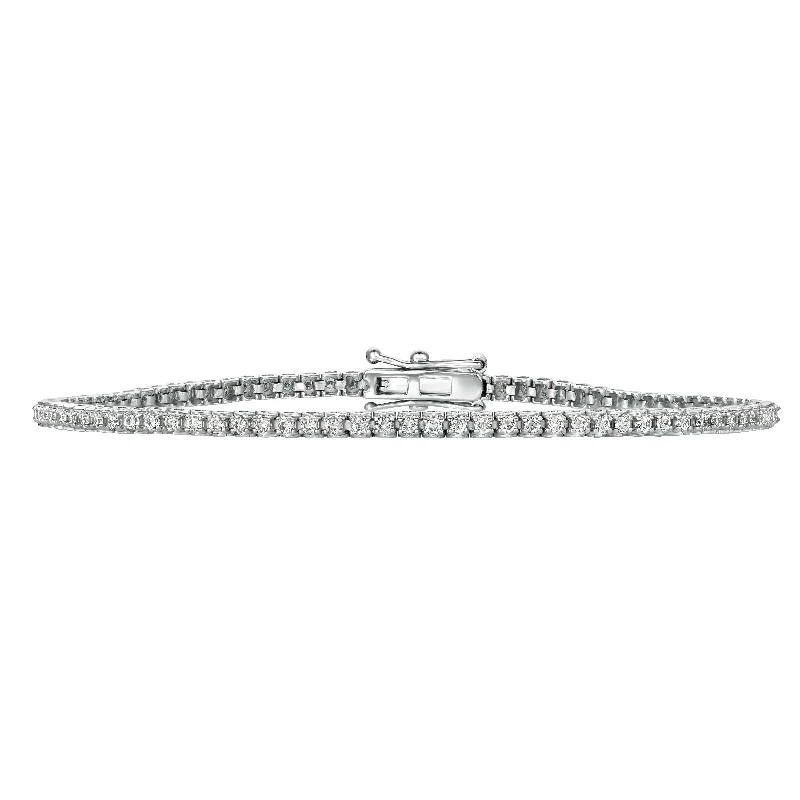 Luxury Bracelets with Diamond Accents-14K White Gold Diamond Tennis Bracelet