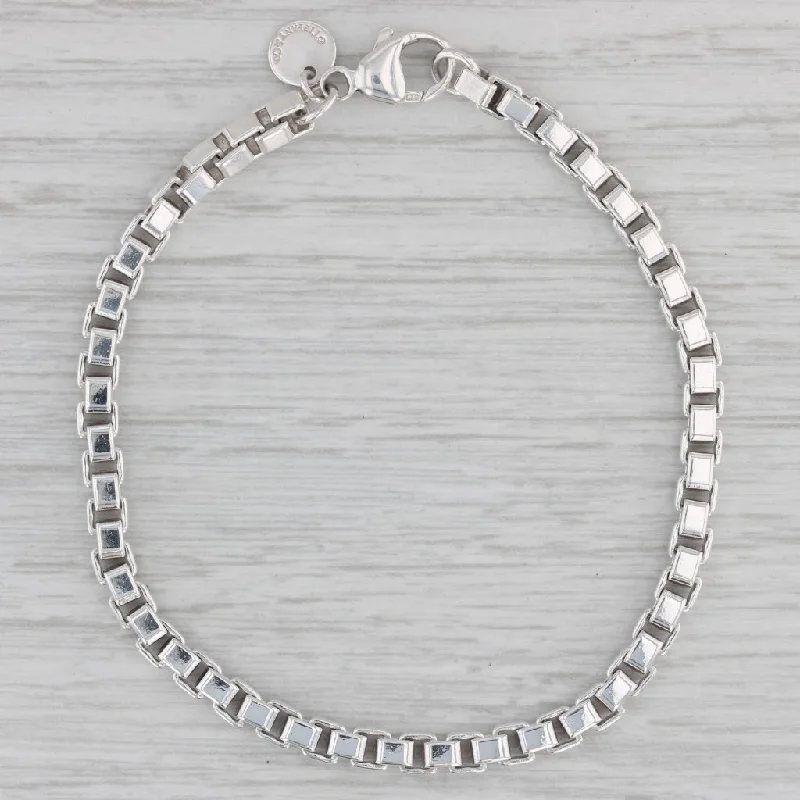 Chunky Crystal Bracelet for Bold Fashion-Tiffany & Co Venetian Box Chain Bracelet Sterling Silver 7.5" 4mm