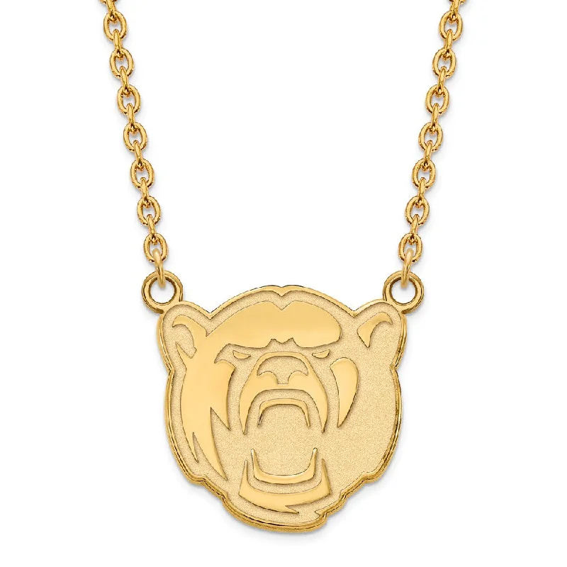 Sparkling Silver Necklace for Special Events-14k Yellow Gold Baylor U Lg Bear Pendant Necklace