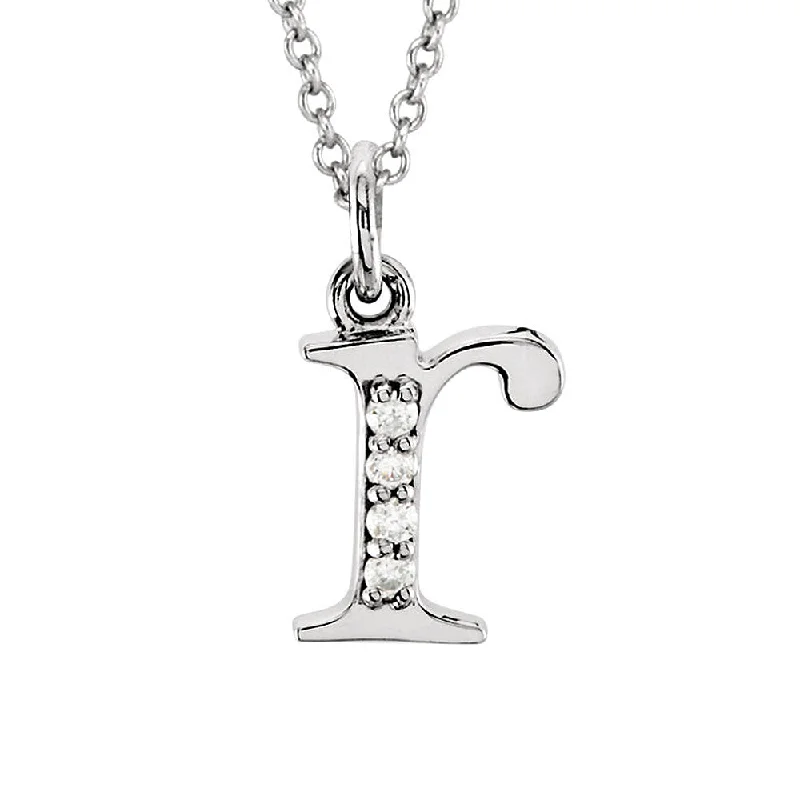 Gold and Silver Necklace for Casual Looks-The Abbey 14k White Gold Diamond Lower Case Initial 'r' Necklace 16 In