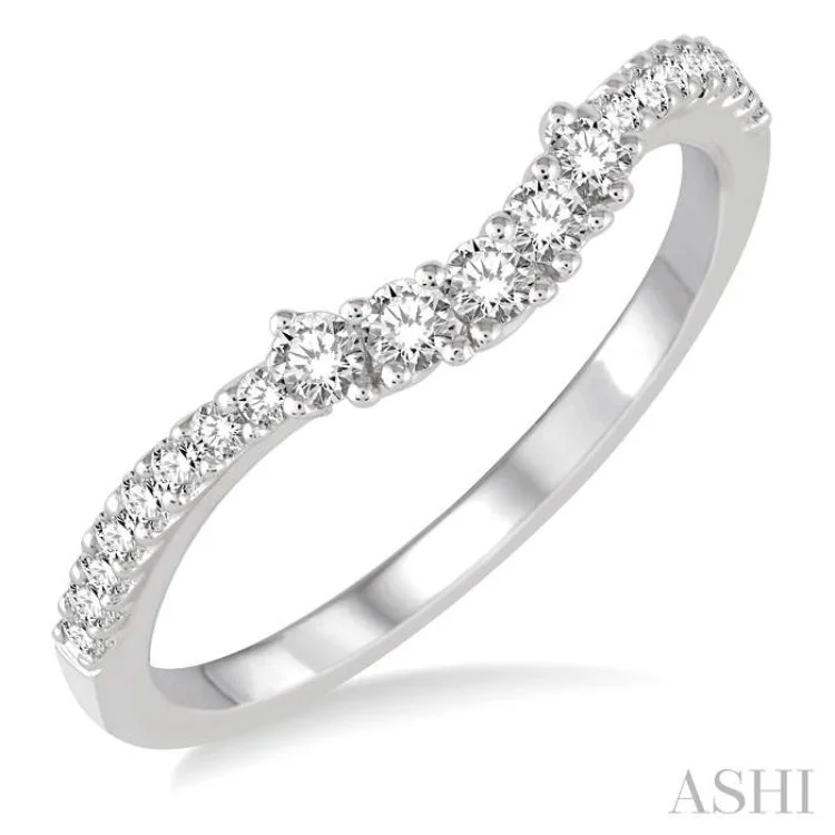 Customizable Silver Ring for Men-1/3 Ctw Round Diamond Wedding Band in 14K White Gold