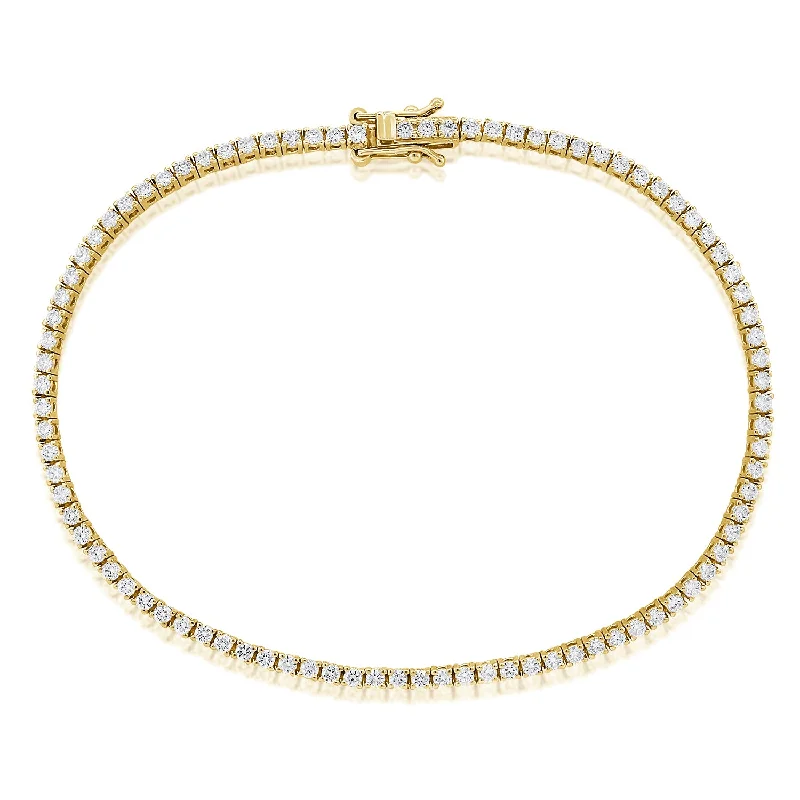 Silver Bracelet with Gemstones-14K Yellow Gold Diamond Tennis Bracelet