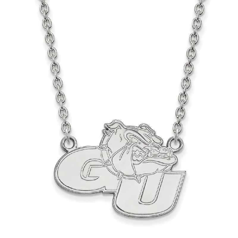 Birthstone Necklace for Family-Sterling Silver Gonzaga U Large "GU' Mascot Pendant Necklace