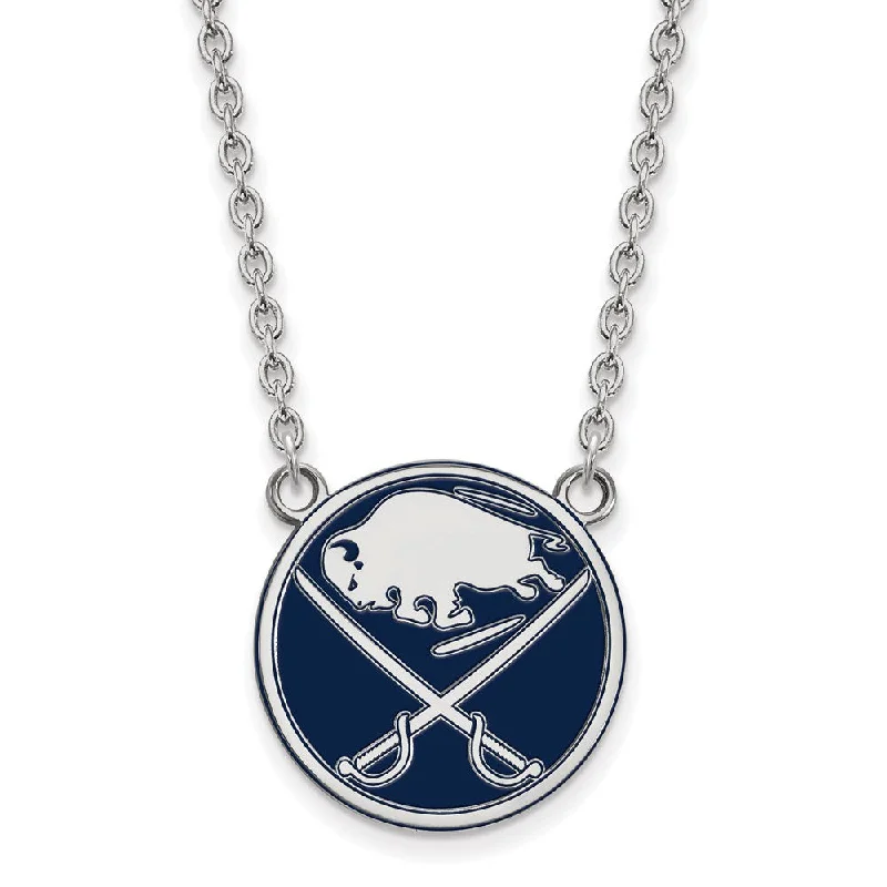 Sparkly Necklace for Fashion Forward Women-Sterling Silver NHL Buffalo Sabres LG Enamel Necklace, 18 In