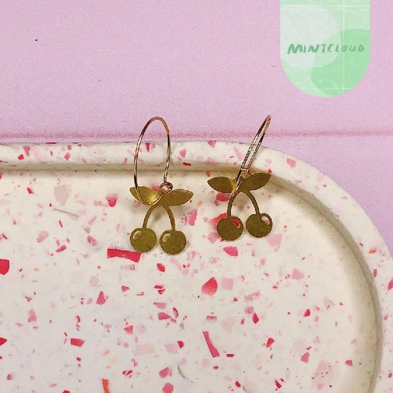 Long Drop Earrings for Women-Mintcloud Brass Dangles - Cherries*