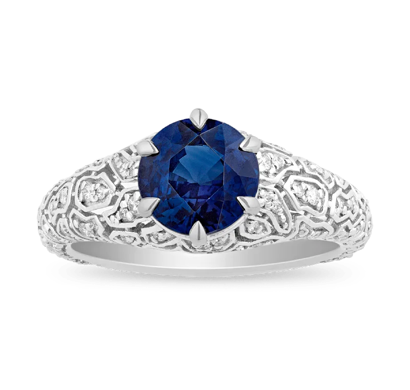 Birthstone Ring for Custom Jewelry-Brilliant-Cut Sapphire Ring, 2.21 Carats