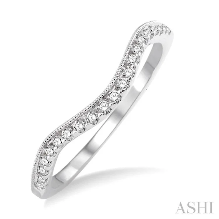 Trendy Gold Ring for Fashion-1/6 Ctw Round Cut Diamond Wedding Band in 14K White Gold