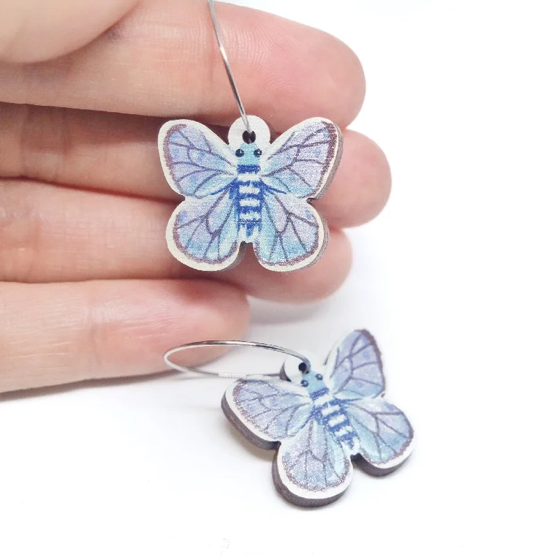 Simple Diamond Earrings-Pixie Nut & Co Dangle - Butterfly Hoops*