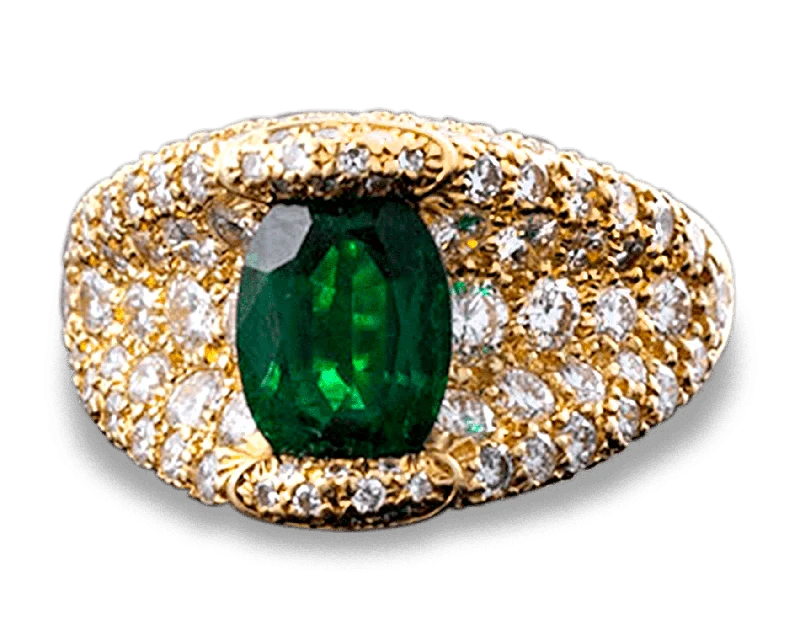 Classic Titanium Wedding Ring-Henry Dunay Tsavorite Garnet and Diamond Ring