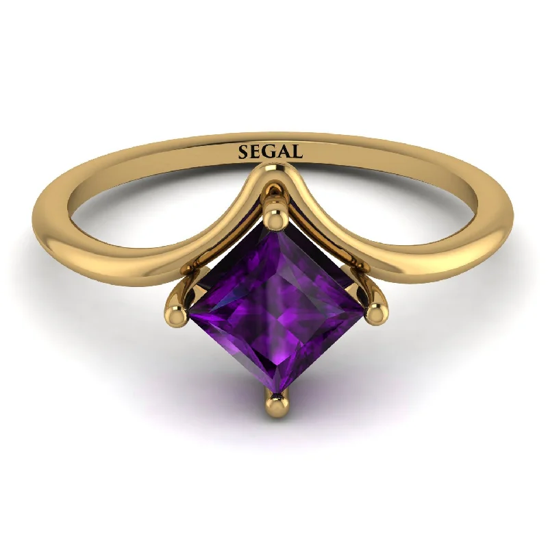 Adjustable Ring for Casual Style-Minimalist Princess Cut Amethyst Engagement Rings - Harmony No. 301