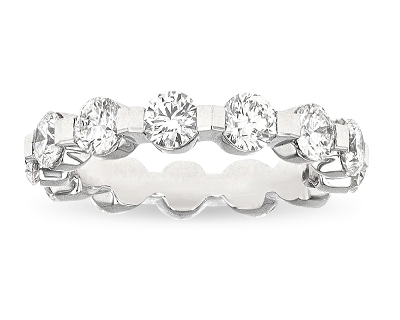 Matching Wedding Rings for Couples-Floating Prong Eternity Band, 3.20 Carats