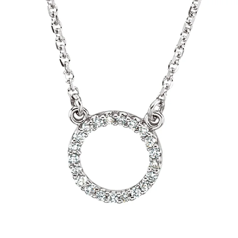 Beaded Necklace for Fashion-1/10 cttw Diamond Circle Necklace in 14k White Gold