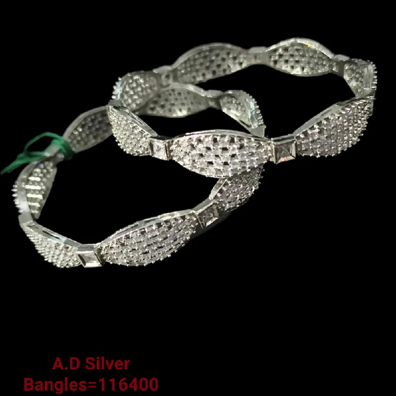 Gold Bangles with Diamond Detailing-Padmawati Bangles Silver Plated  Ad Stone Bangles Set