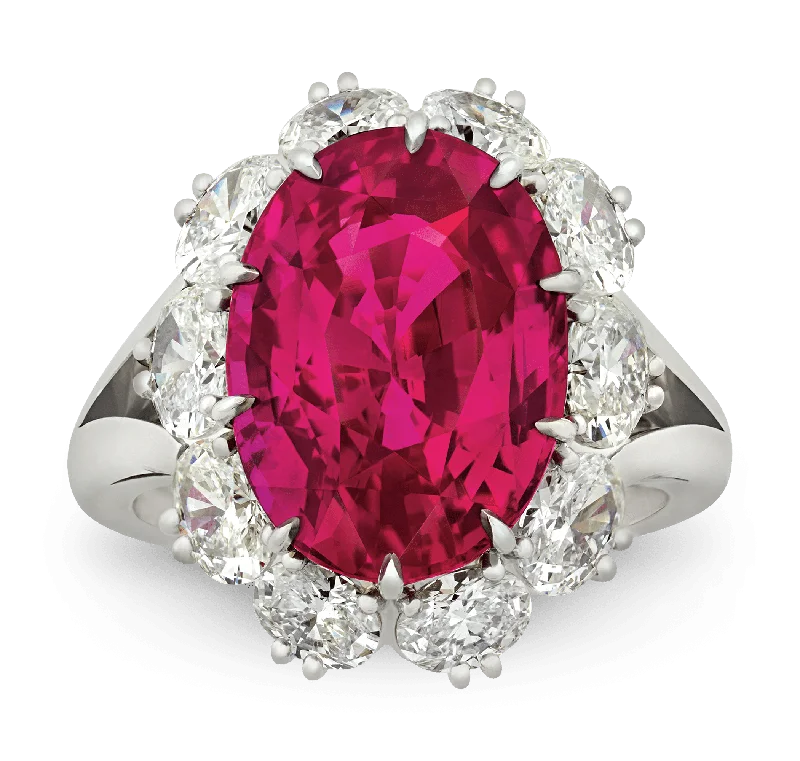 Large Gemstone Ring for Evening Wear-Ceylon Ruby Ring, 10.06 Carats