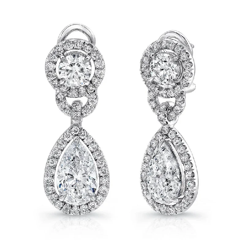 Sparkling Silver Earrings for Women-Uneek Signature Collection Halo Dangle Earrings