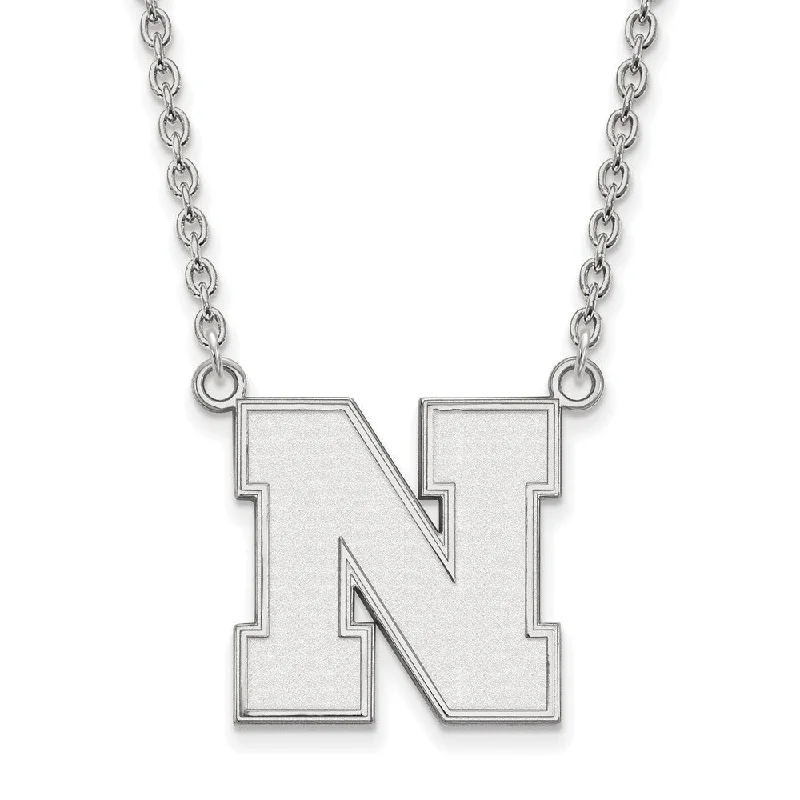 Silver Necklace with Heart Charm-10k White Gold U of Nebraska Large Initial N Pendant Necklace