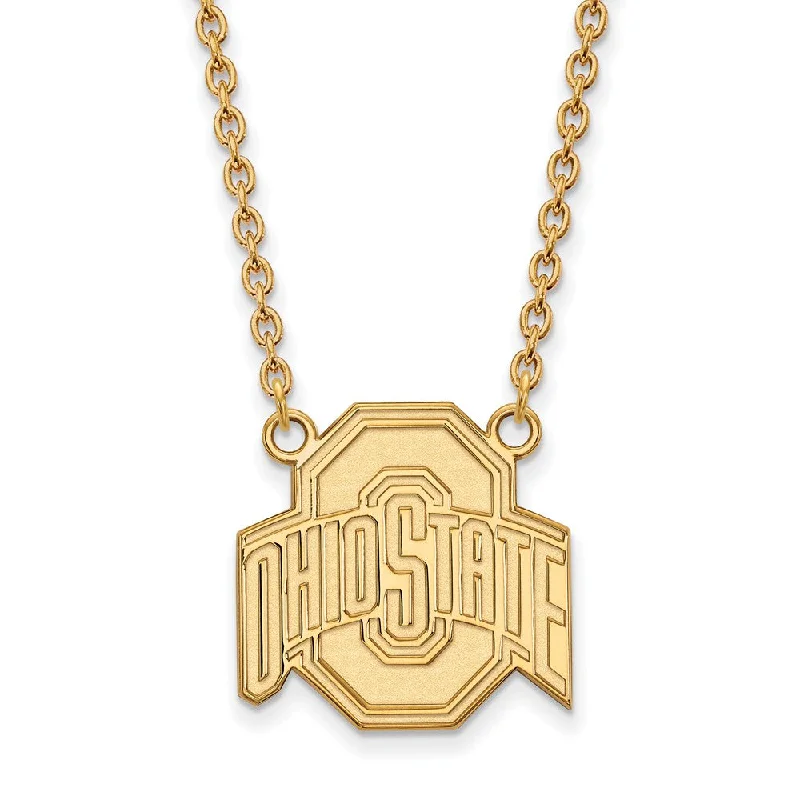 Personalized Jewelry Necklace-10k Yellow Gold Ohio State Large Logo Pendant Necklace