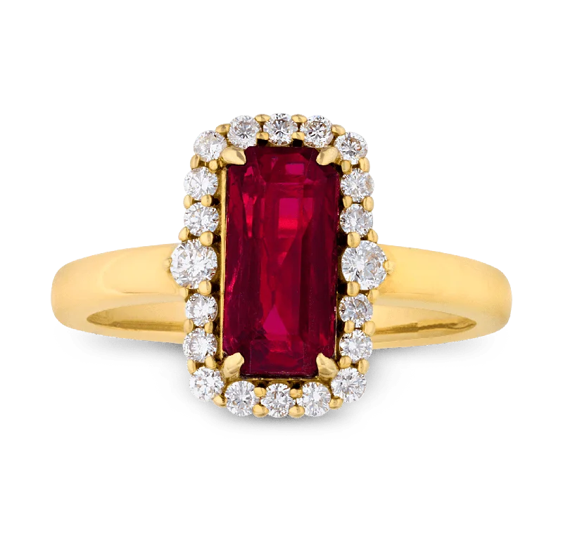 Trendy Gold Ring for Fashion-Untreated Ruby Ring, 2.01 carats