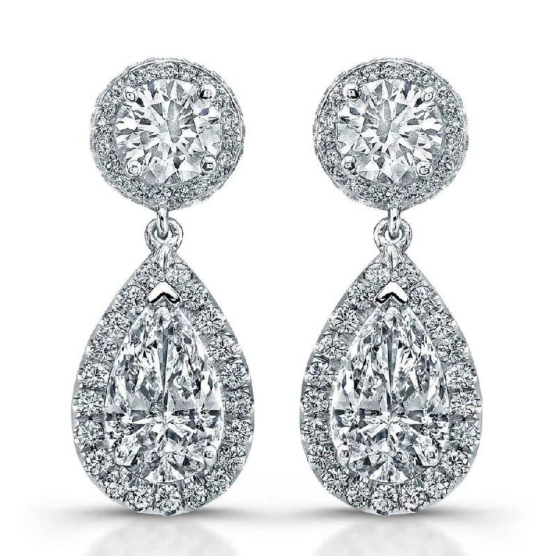 Luxury Pearl Earrings for Brides-Uneek Pear-Shaped Diamond Drop Earrings