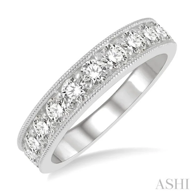 Silver Men’s Ring with Design-1 Ctw Round Cut Diamond Wedding Band in 14K White Gold