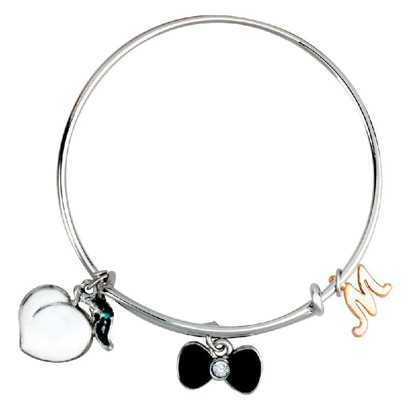 Elegant Silver Bangles for Casual Day Out-Mahi M Letter & Boo Shaped Enamel Work Charms Kids Bracelets for Kids (BRK1100947M)