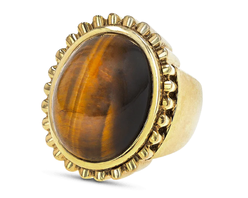 Luxury Wedding Ring for Women-David Webb Tiger's Eye Dome Ring