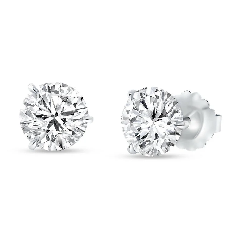 Pearl Stud Earrings for Brides-Uneek Signature Collection Solitaire Round Diamond Stud Earrings