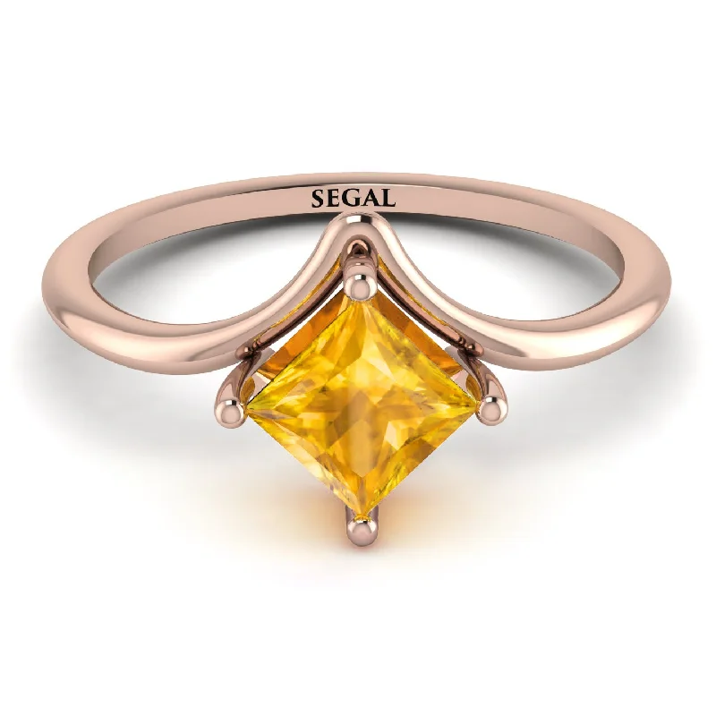 Unique Promise Ring for Her-Minimalist Princess Cut Yellow Diamond Engagement Rings - Harmony No. 1002