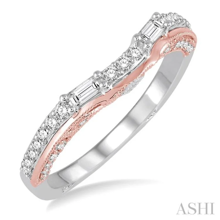 Gemstone Ring with Sapphire-1/3 Ctw Diamond Matching Wedding Band in 14K White and Rose Gold.