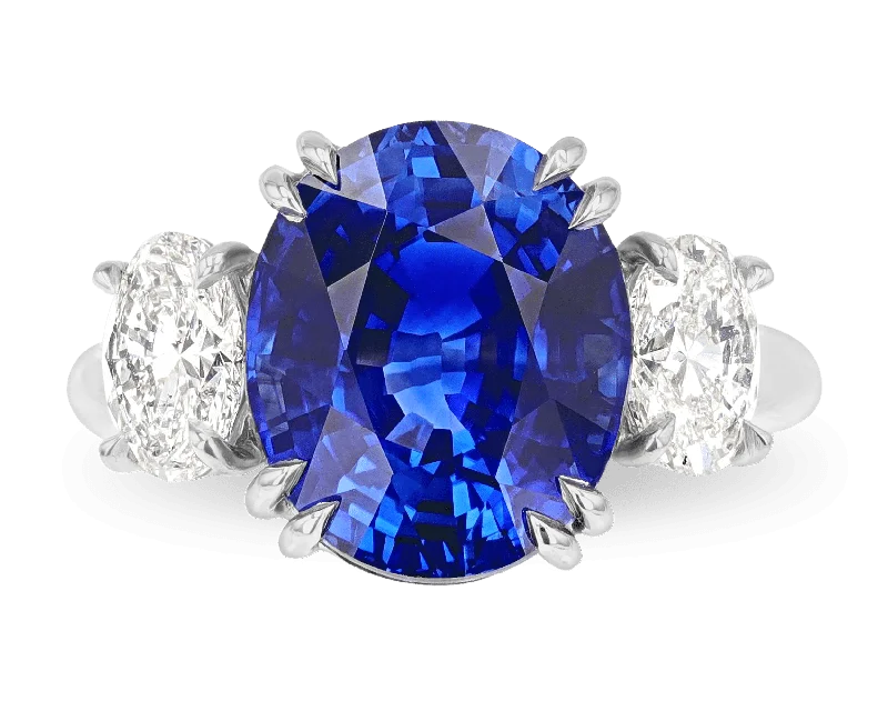 Luxury Gold Ring for Anniversary-Ceylon Sapphire Ring, 9.02 Carats