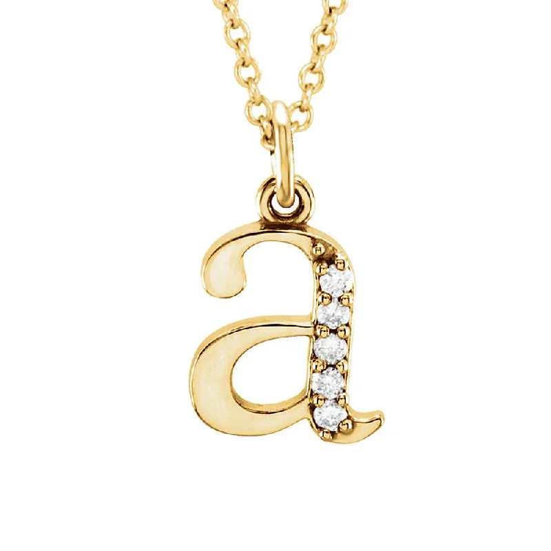 Stylish Pendant Necklace for Trendy Looks-The Abbey 14k Yellow Diamond Lower Case Initial 'a' Necklace 16 Inch