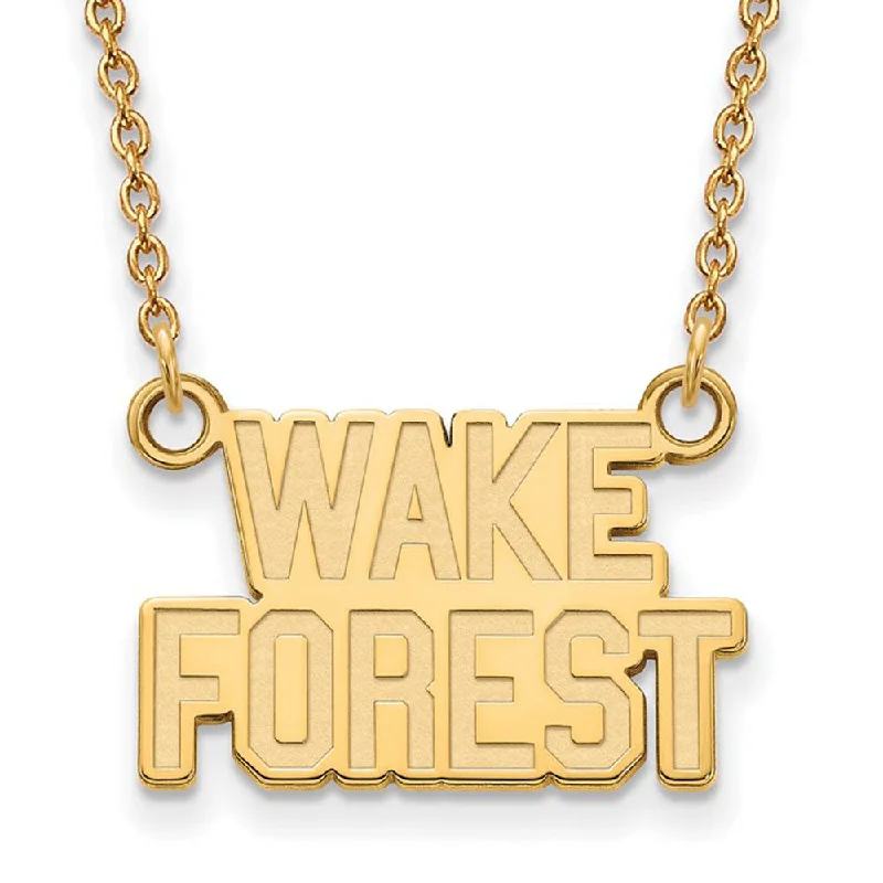 Unique Statement Necklace for Bold Fashion-14k Gold Plated Silver Wake Forest U Large Pendant Necklace