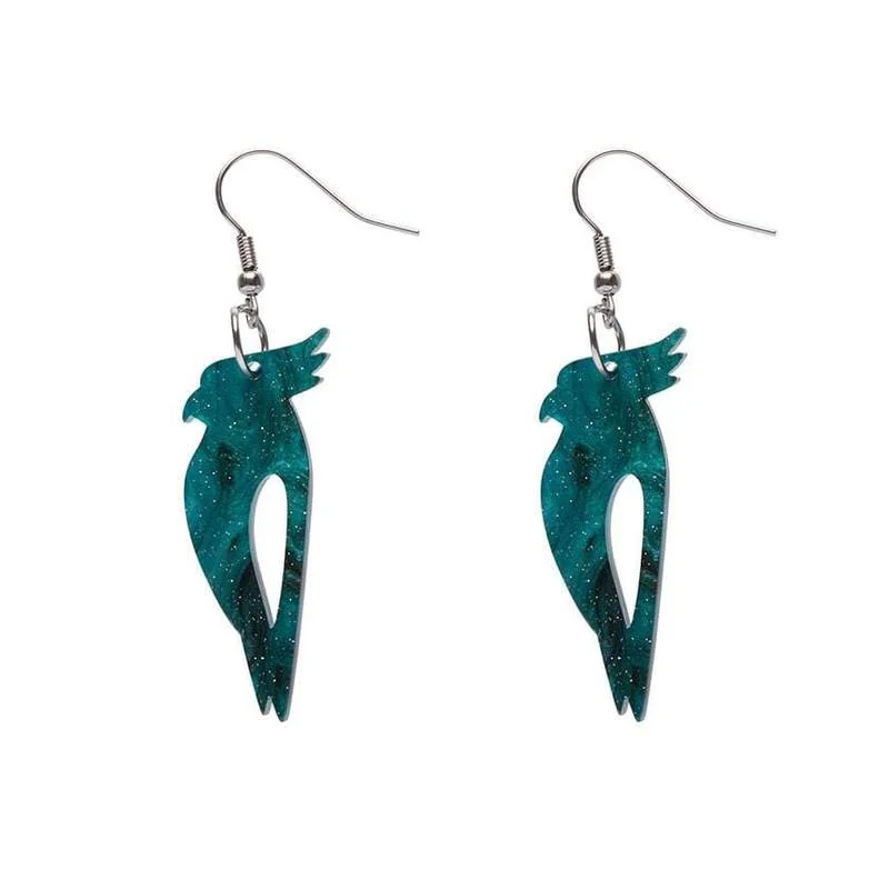 Timeless Earrings for Special Occasions-Erstwilder - Kookaburra Ripple Glitter Resin Drop Earrings - Green