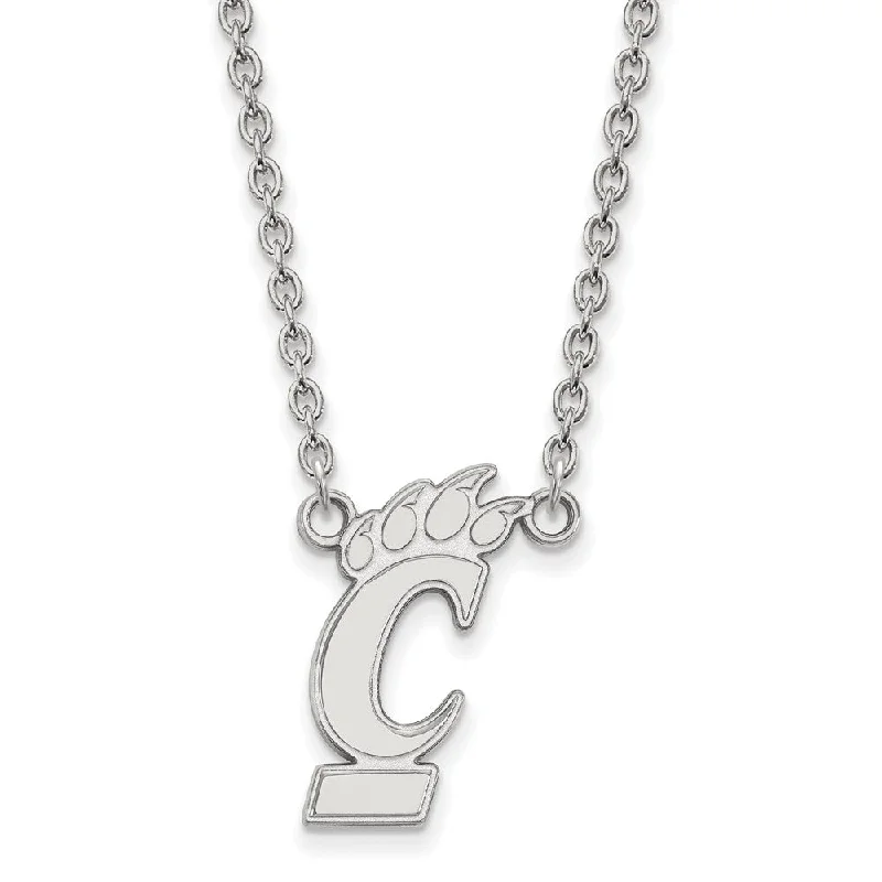 Unique Charm Necklace for Stylish Women-10k White Gold U of Cincinnati Large Pendant Necklace