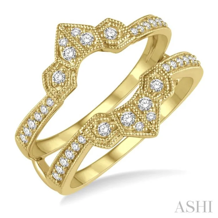 Bold Stackable Rings for Fashion-1/3 ctw Ethnic Crown Center Round Cut Diamond Insert Ring in 14K Yellow Gold