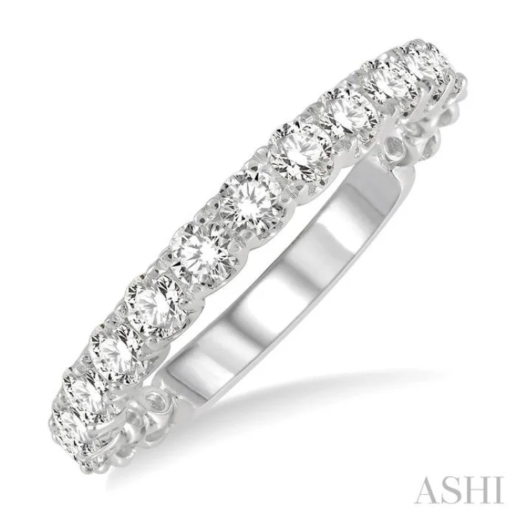 Luxury Gemstone Ring for Women-3/4 ctw Lattice Round Cut Diamond Wedding Band in 14K White Gold