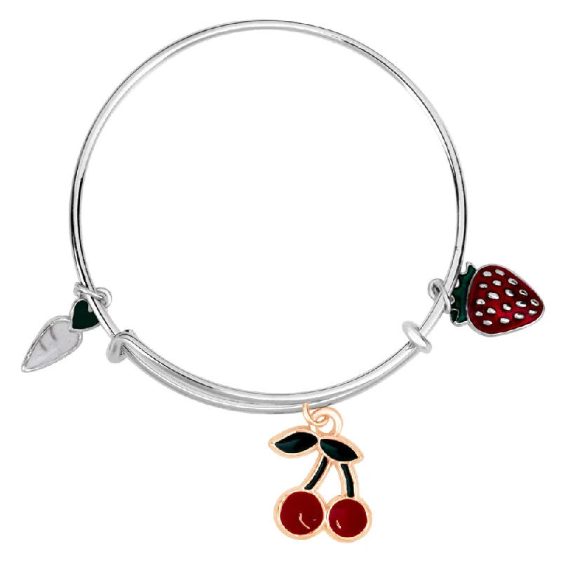 Traditional Bangles for Indian Weddings-Mahi Strawbery Cherry & Radish Shaped Enamel Work Charms Kids Bracelets for Girls (BRK1100961M)