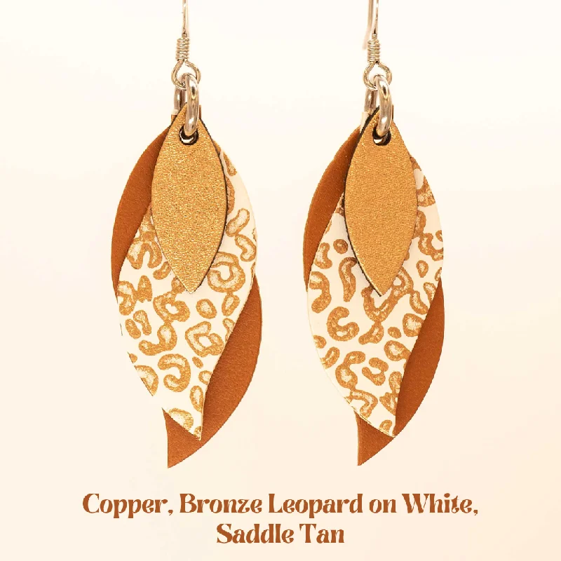 Copper, Bronze Leopard on White, Saddle Tan