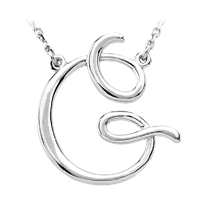 Luxury Diamond Necklace for Brides-14k White Gold, Olivia Collection, Medium Script Initial G Necklace