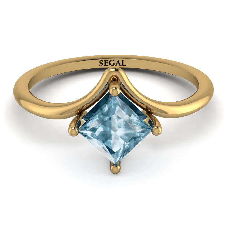 Simple Engagement Ring for Minimalist Style-Minimalist Princess Cut Aquamarine Engagement Rings - Harmony No. 401