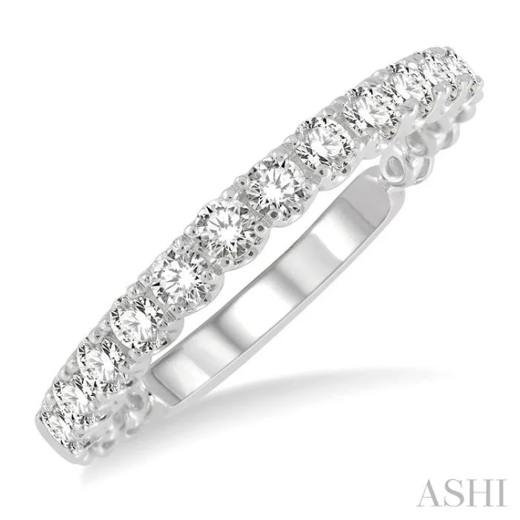 Custom Engraved Ring for Couples-1/2 ctw Lattice Round Cut Diamond Wedding Band in 14K White Gold