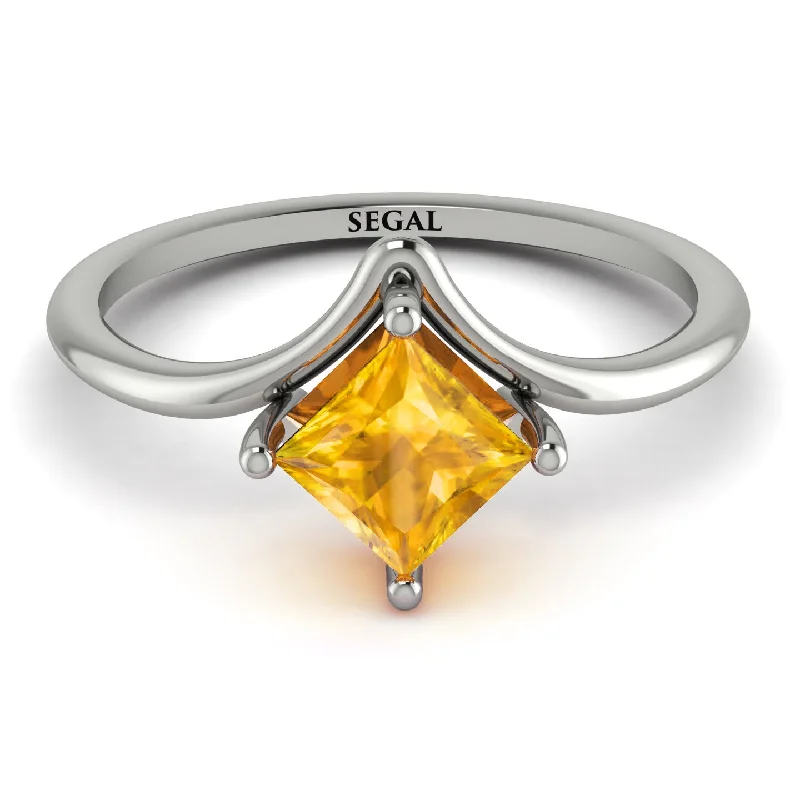 Classic Solitaire Ring for Engagement-Minimalist Princess Cut Yellow Diamond Engagement Rings - Harmony No. 1003